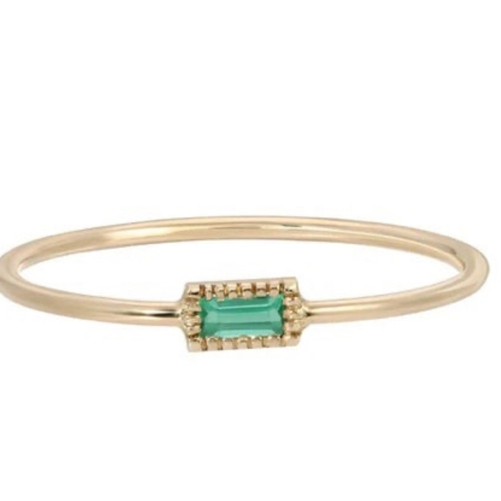 Jennie Kwon 14k Baguette Emerald Moon Drop Ring